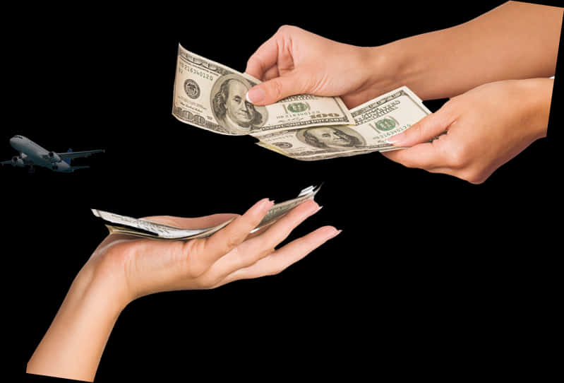 Money Exchange Airplane Concept PNG with transparent background
