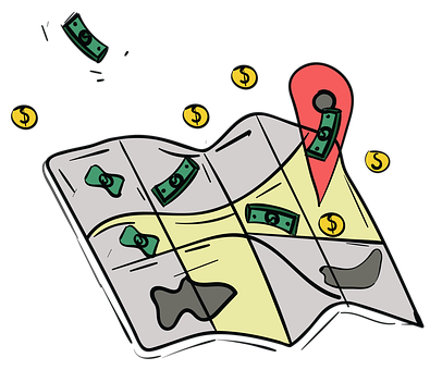 Money Map Location Finance Concept PNG with transparent background