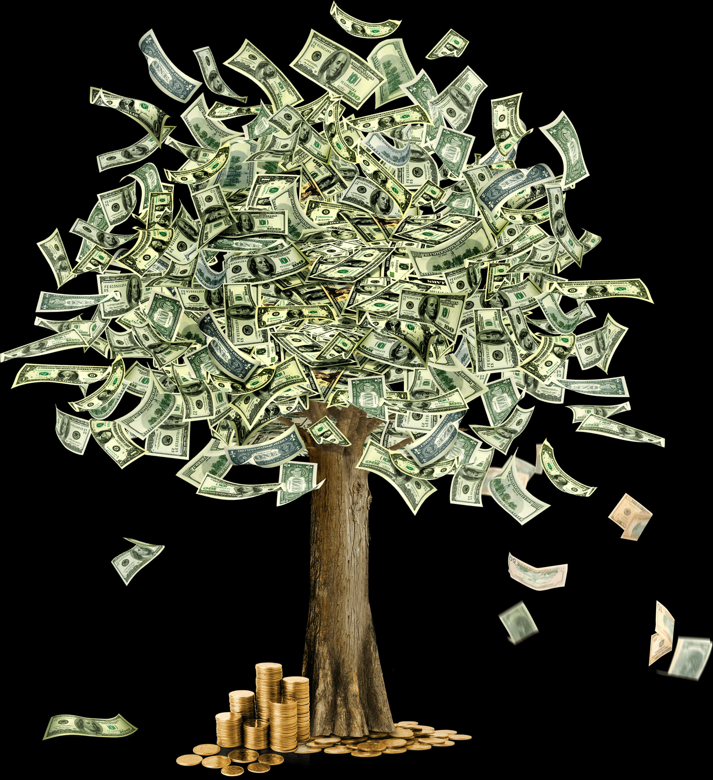 Money Tree Concept Illustration PNG image with a transparent background, free high-resolution download