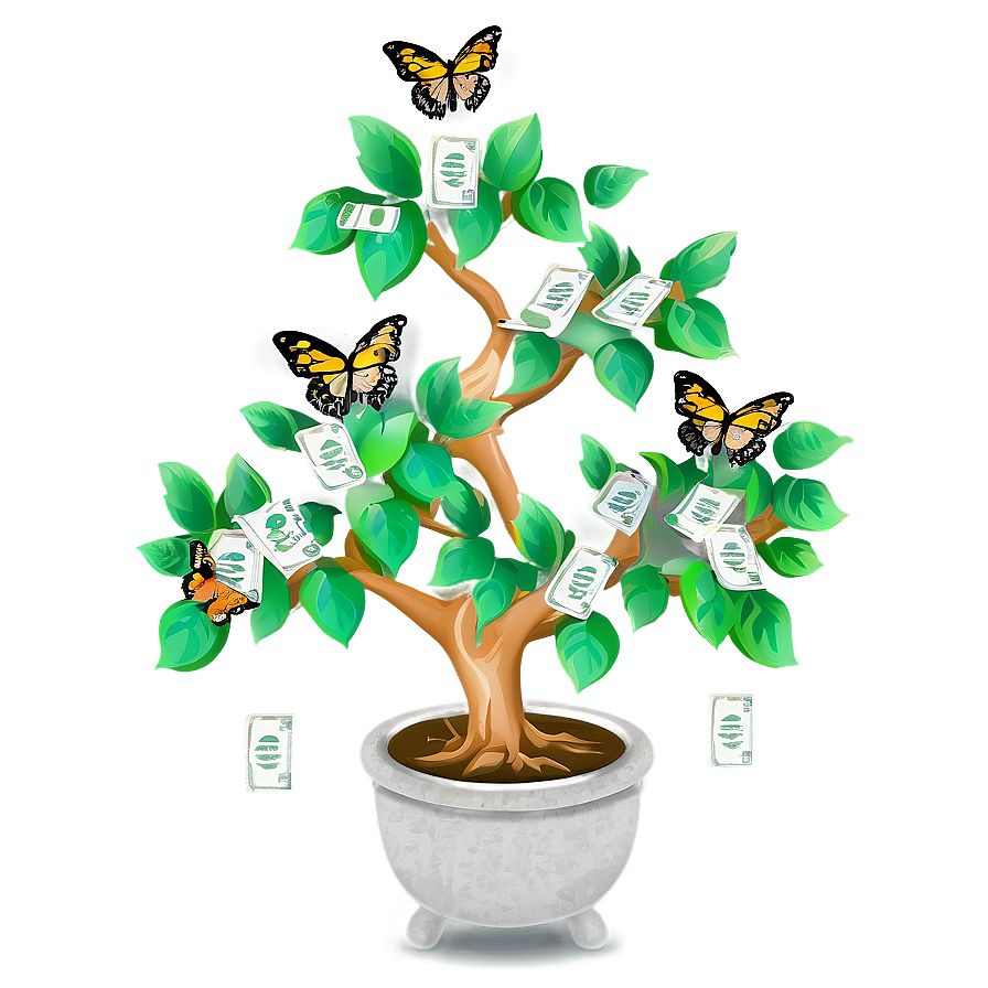 Money Tree With Butterflies Png 06272024