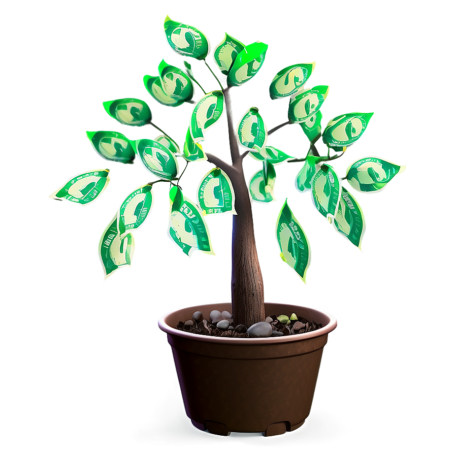 Money Tree With Glowing Leaves Png 06272024