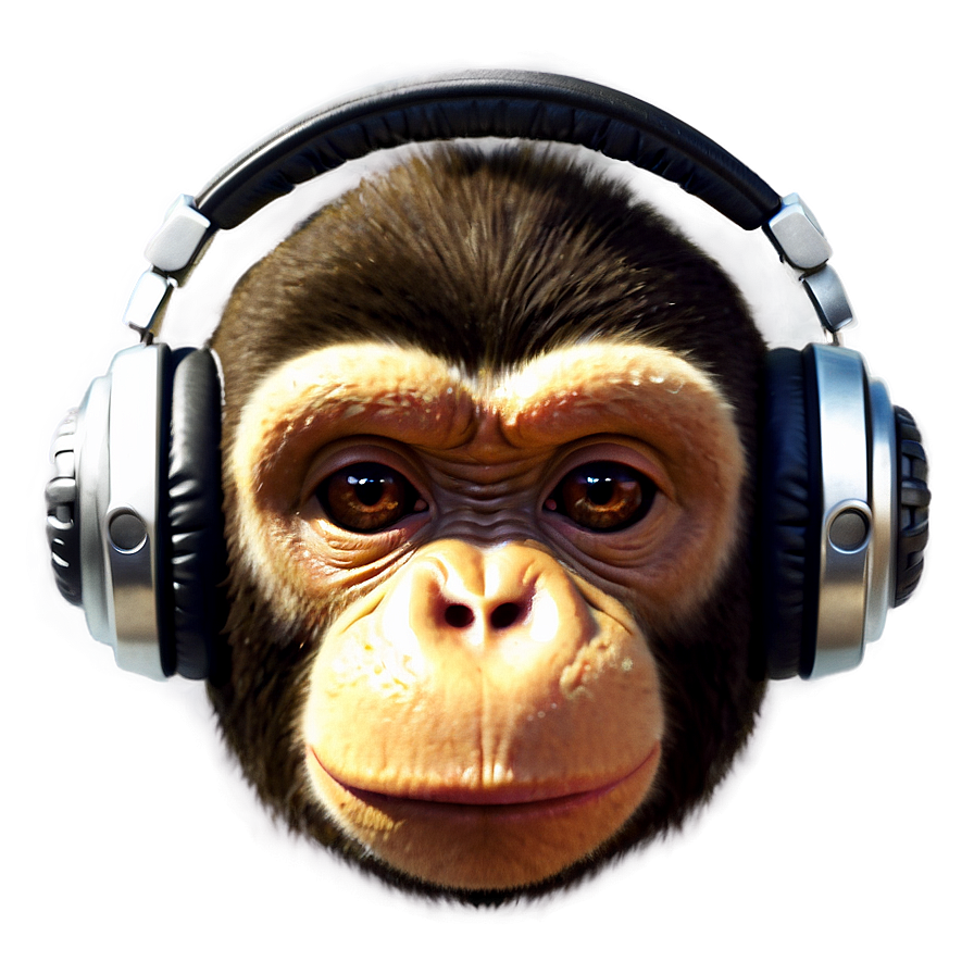 Monkey Face With Headphones Png 06272024