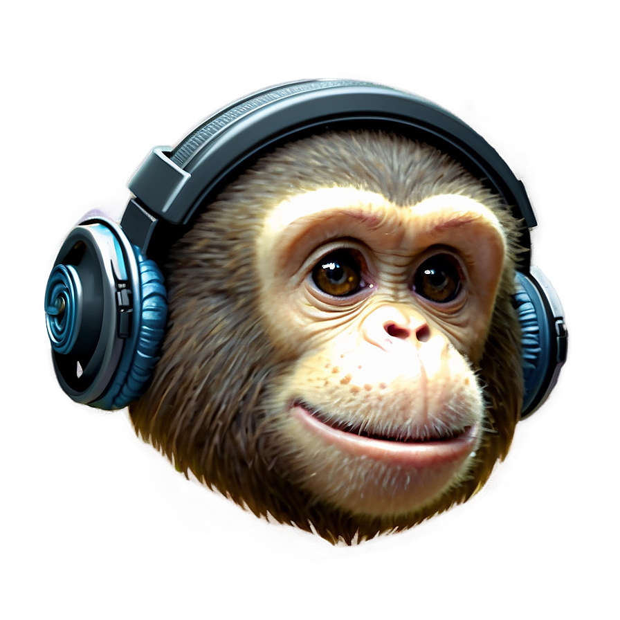 Monkey Face With Headphones Png 06272024