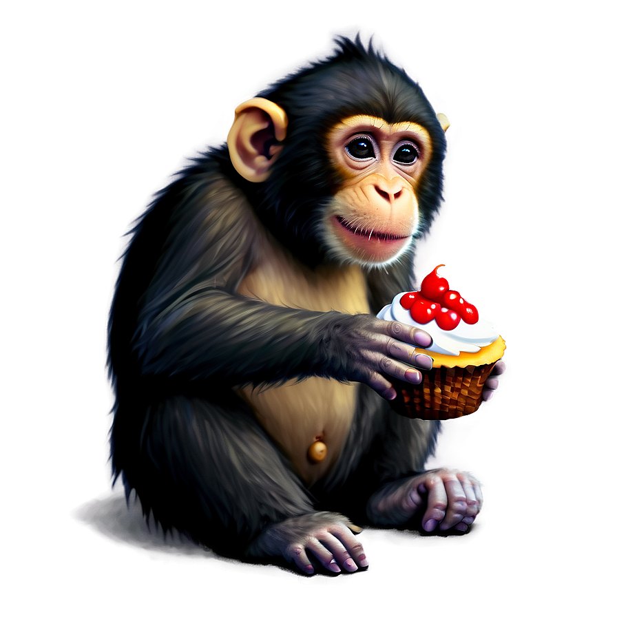 Monkey With Cupcake Png Hdw