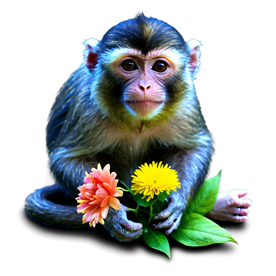 Monkey With Flowers Png Xbs