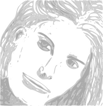 Monochrome Abstract Face Art PNG with transparent background