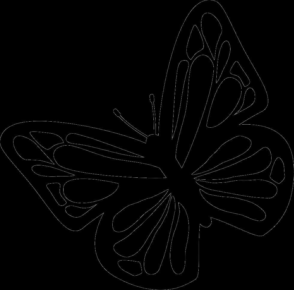 Monochrome Butterfly Silhouette PNG with transparent background