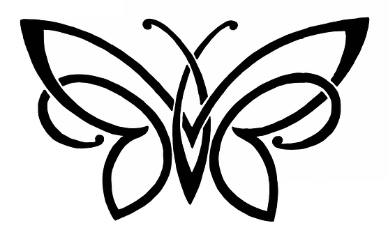 Monochrome Butterfly Silhouette PNG with transparent background