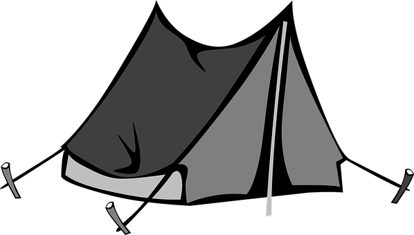 Monochrome Camping Tent Illustration PNG with transparent background