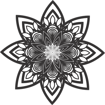 Monochrome Floral Mandala Design PNG with transparent background