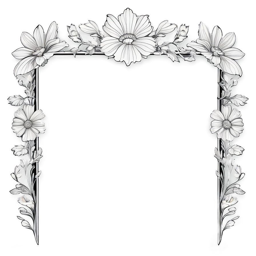 Monochrome Flower Frame Png Ttt