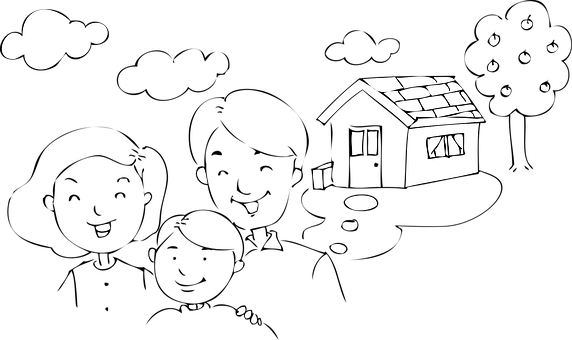 Monochrome House Rain Cloud Illustration