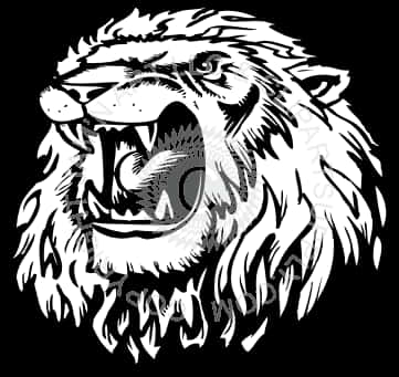 Monochrome Lion Artwork PNG with transparent background