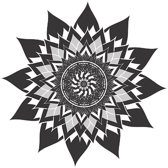 Monochrome Mandala Art PNG with transparent background