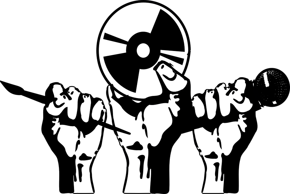 Monochrome Megaphone Protest Art PNG with transparent background