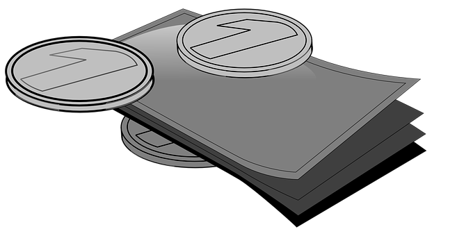 Monochrome Money Coinsand Bills PNG with transparent background