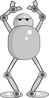 Monochrome Robot Illustration PNG with transparent background