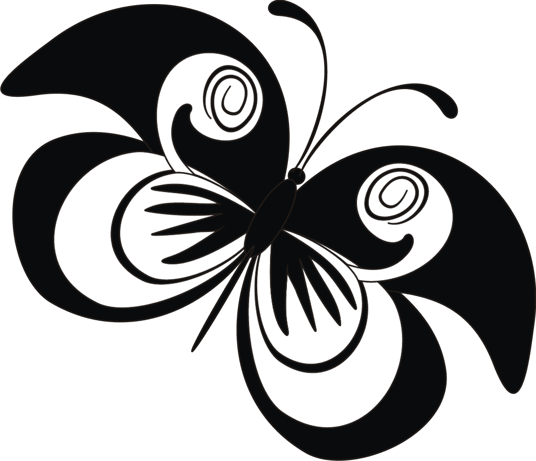 Monochrome_ Spiral_ Butterfly_ Vector