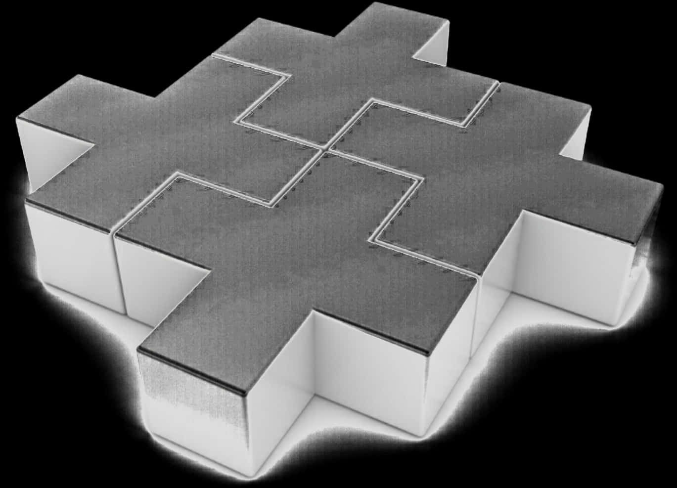 Monochrome3 D Puzzle Piece PNG with transparent background