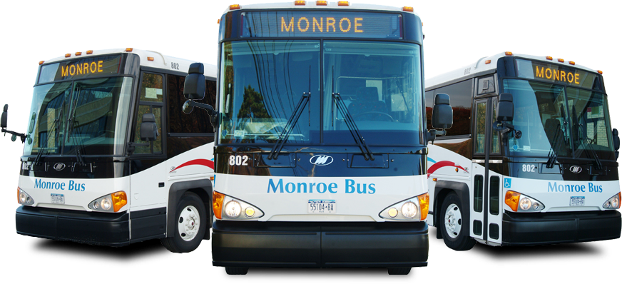 Monroe Bus Fleet Tour Transportation PNG with transparent background