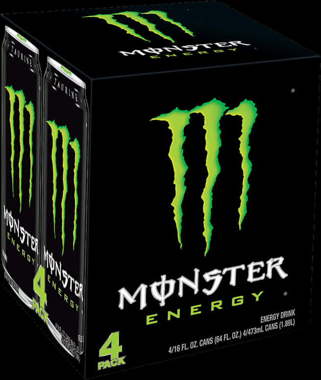 Monster Energy4 Pack Cans PNG image with a transparent background, free high-resolution download