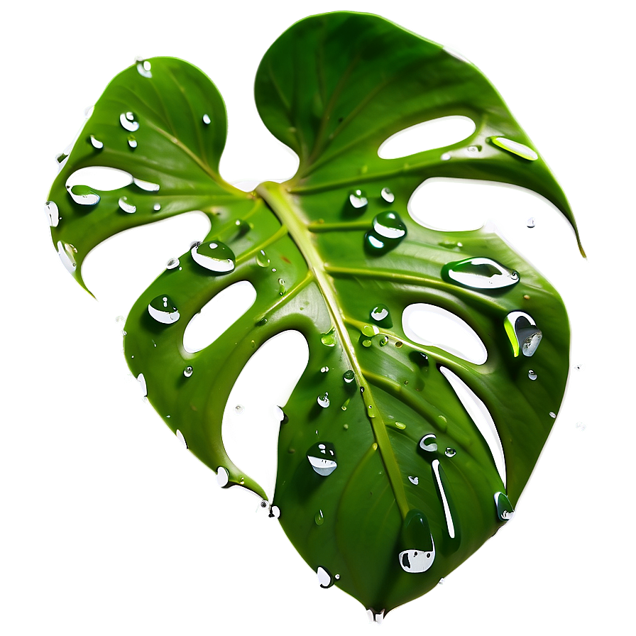 Monstera Leaf With Drops Png 05232024