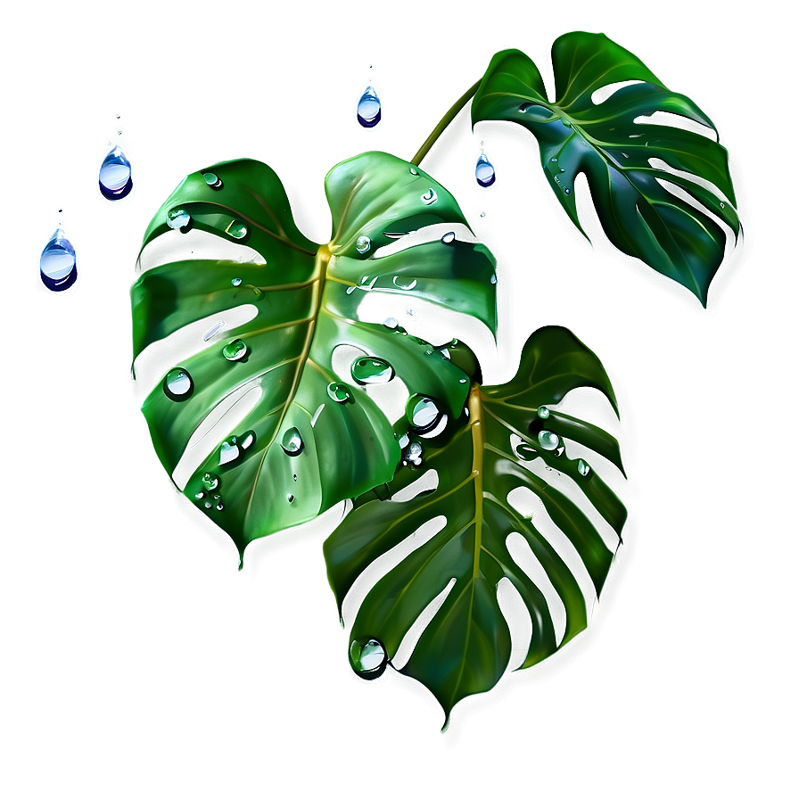 Monstera Leaf With Drops Png 93