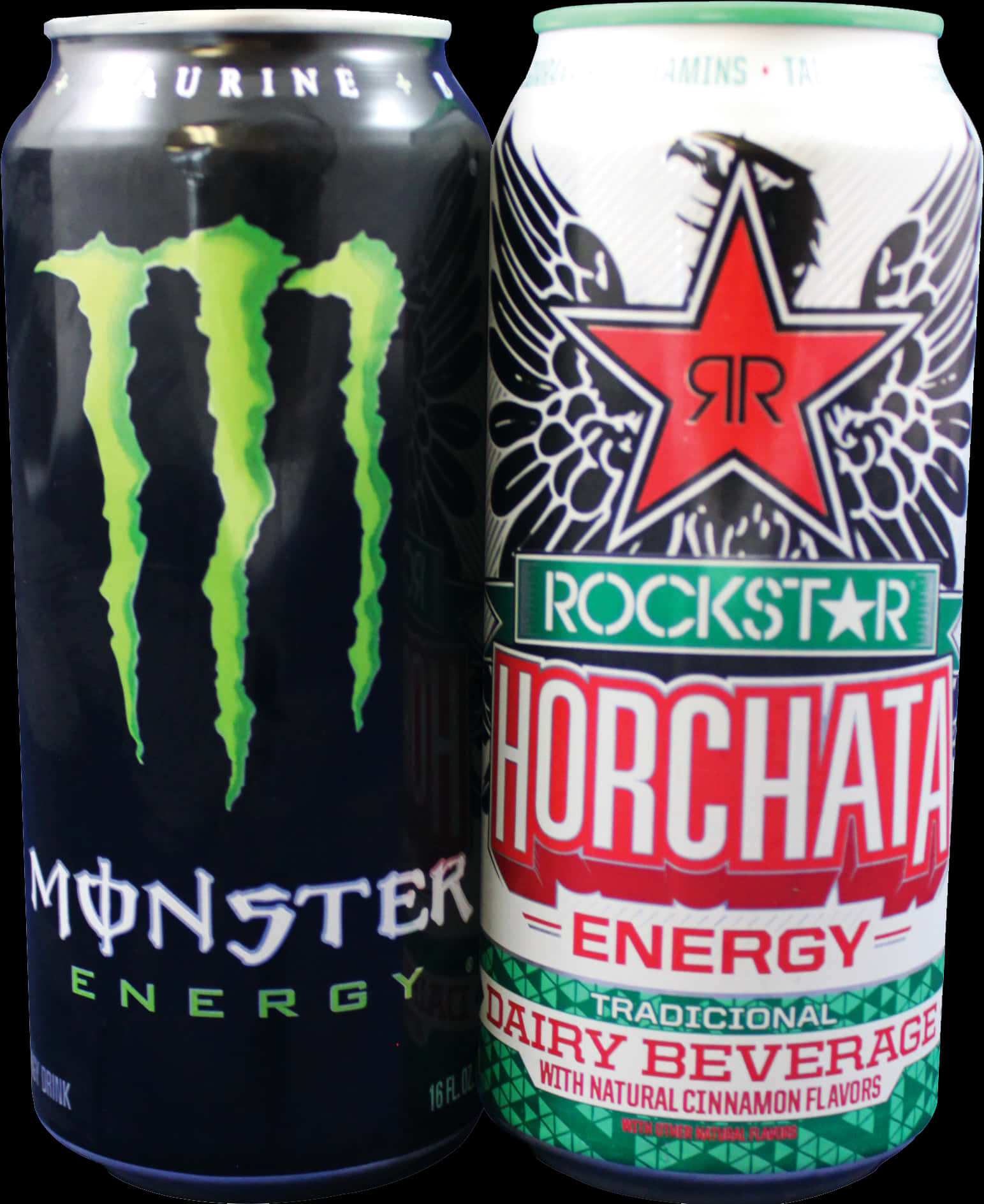 Monsterand Rockstar Energy Drink Cans PNG image with a transparent background, free high-resolution download