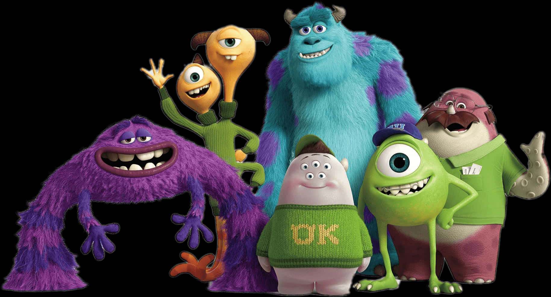 Monsters Animated Characters Group PNG with transparent background