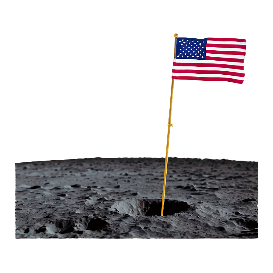 Moon Surface With Flag Planting Moment Png 06262024