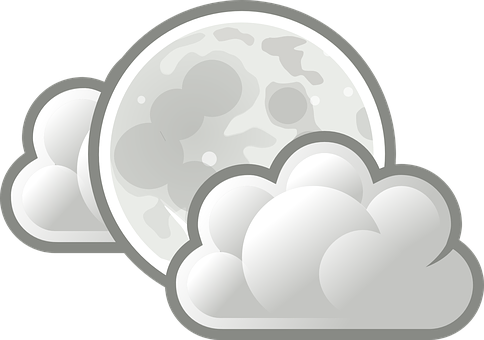 Moonand Clouds Vector Illustration PNG with transparent background