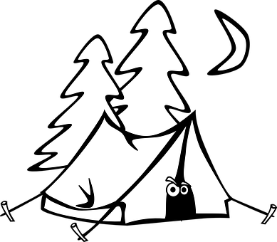 Moonlit Camping Scene Vector PNG with transparent background