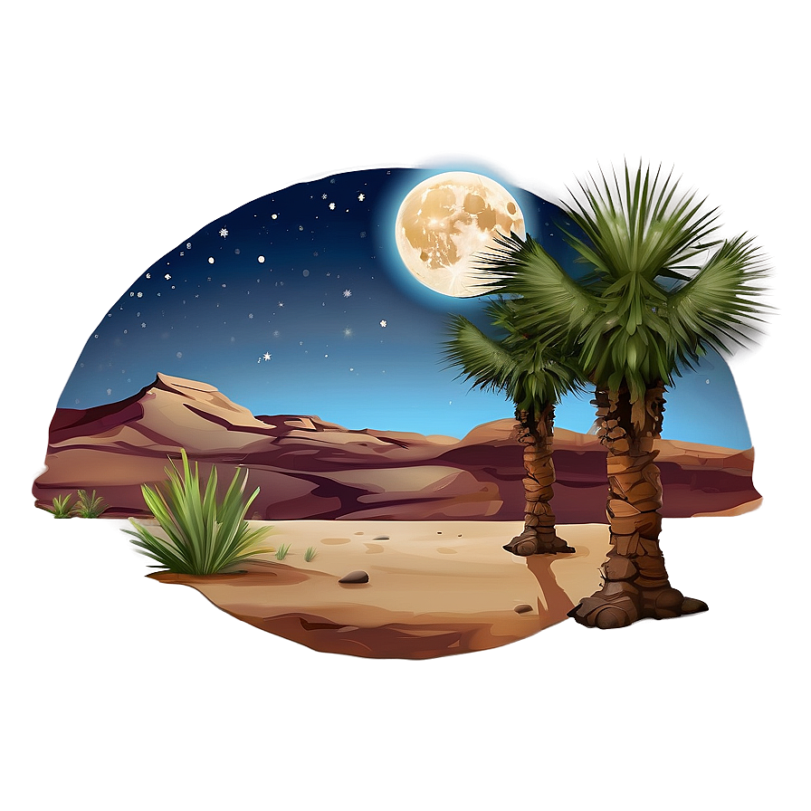 Moonlit Desert Landscape Png Kis58