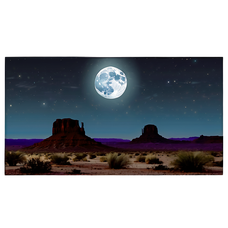 Moonlit Desert Nightscape Landscape Png Asv45