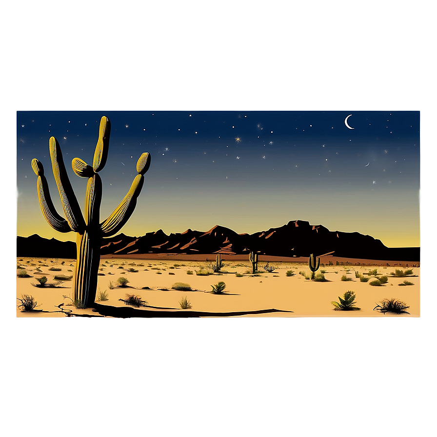 Moonlit Desert Nightscape Landscape Png Rau45