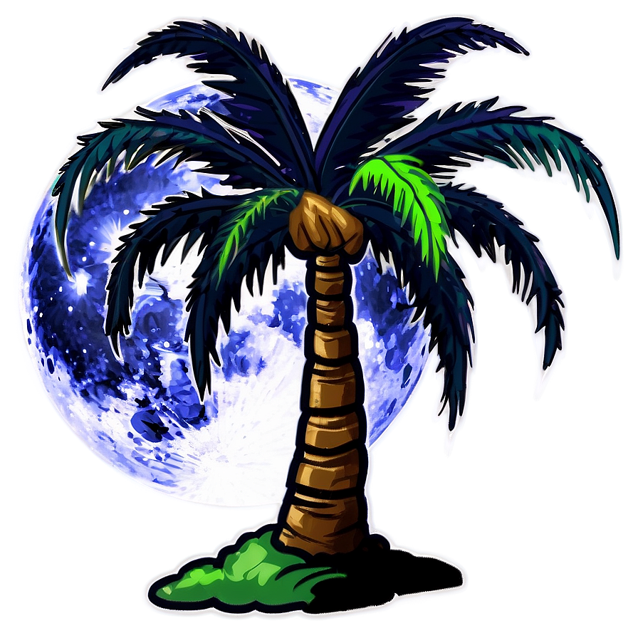 Moonlit Palm Tree Png Idf