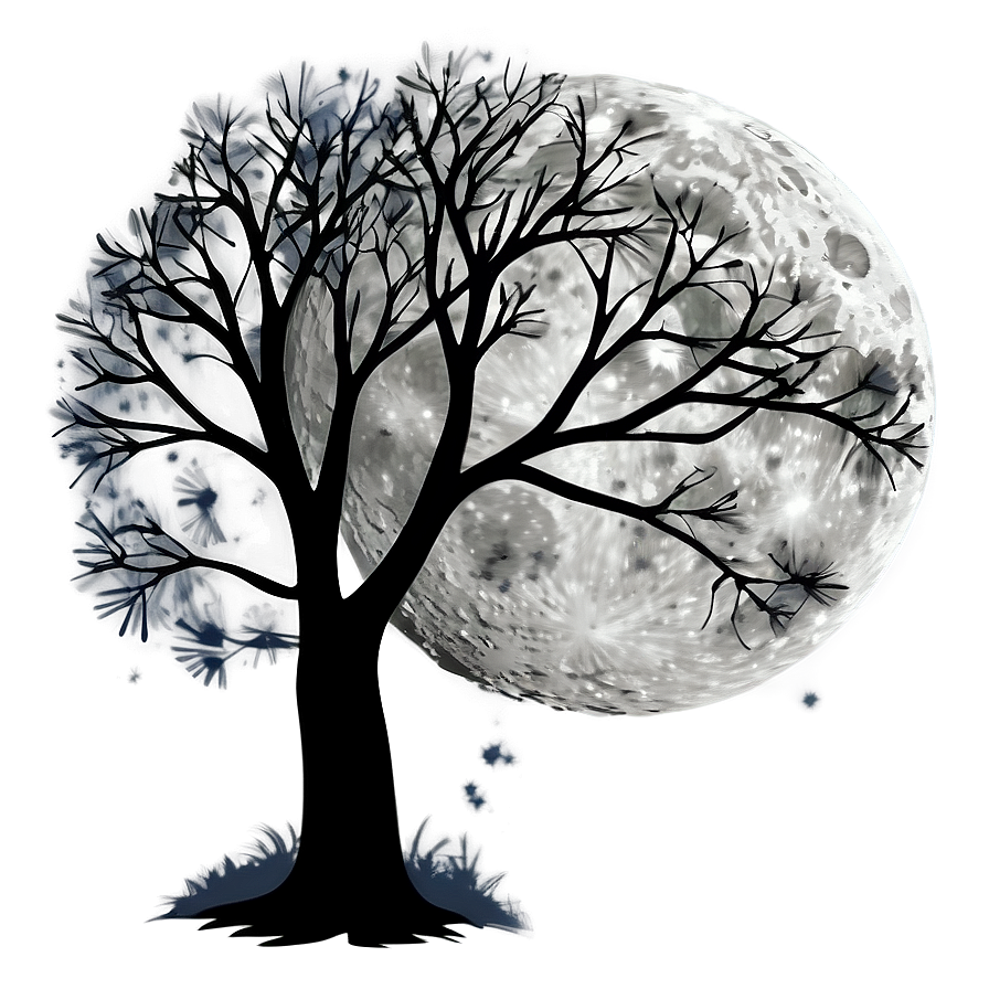 Moonlit Tree Silhouette Png Ahm26