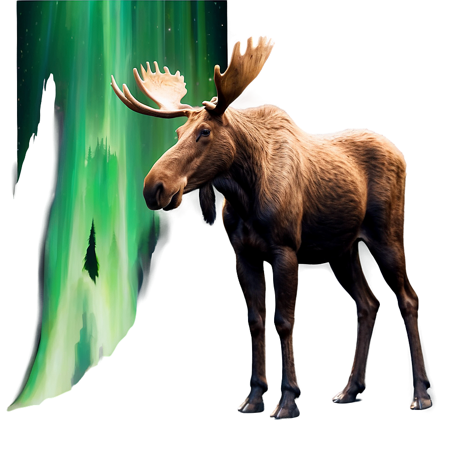 Moose And Northern Lights Png Vio17