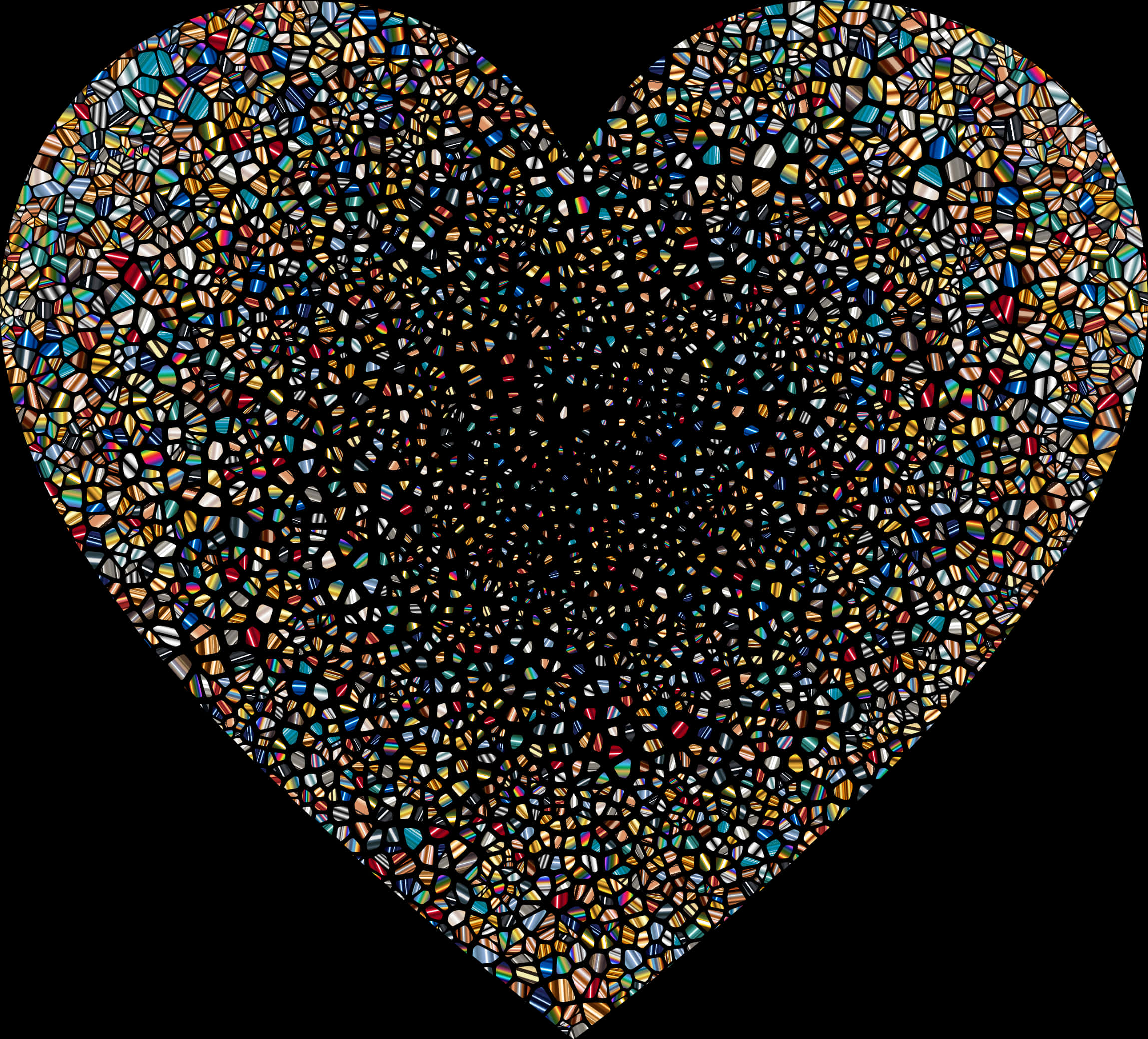 Mosaic Stained Glass Heart Transparent Background