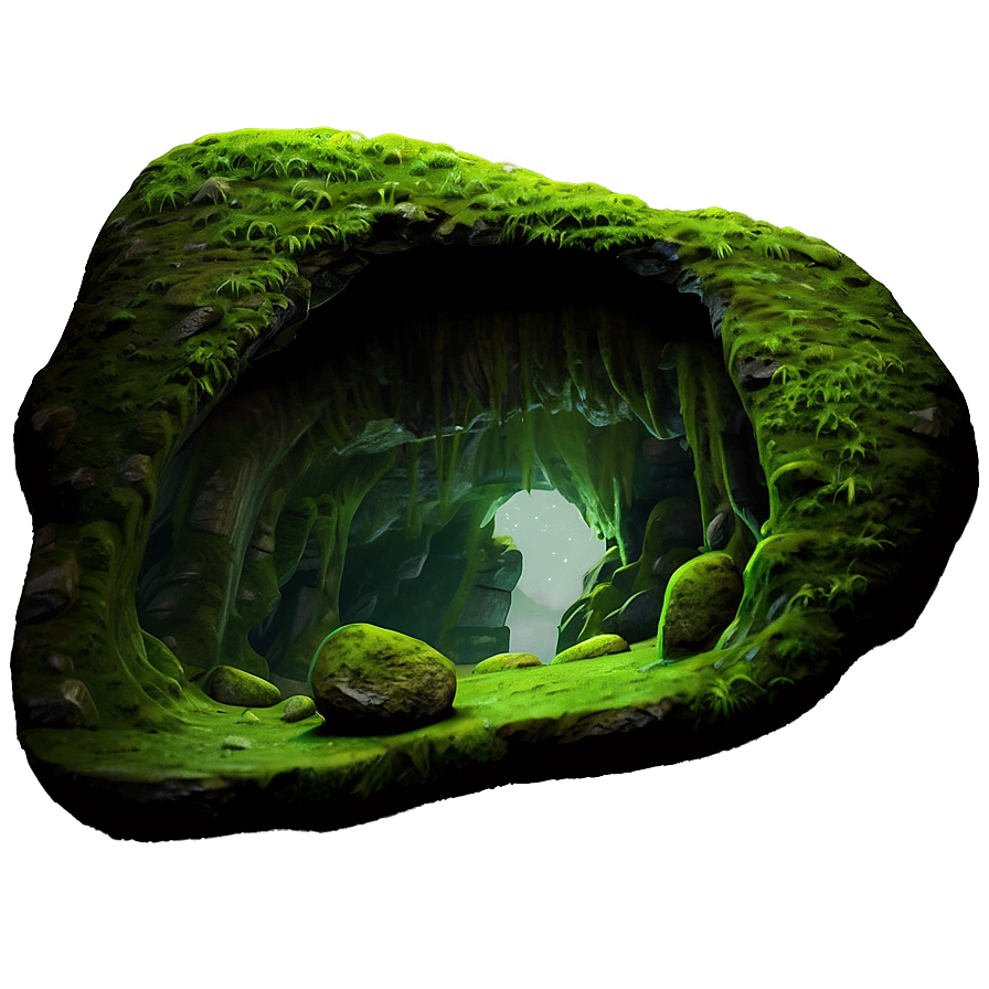 Mossy Forest Cave Png 16