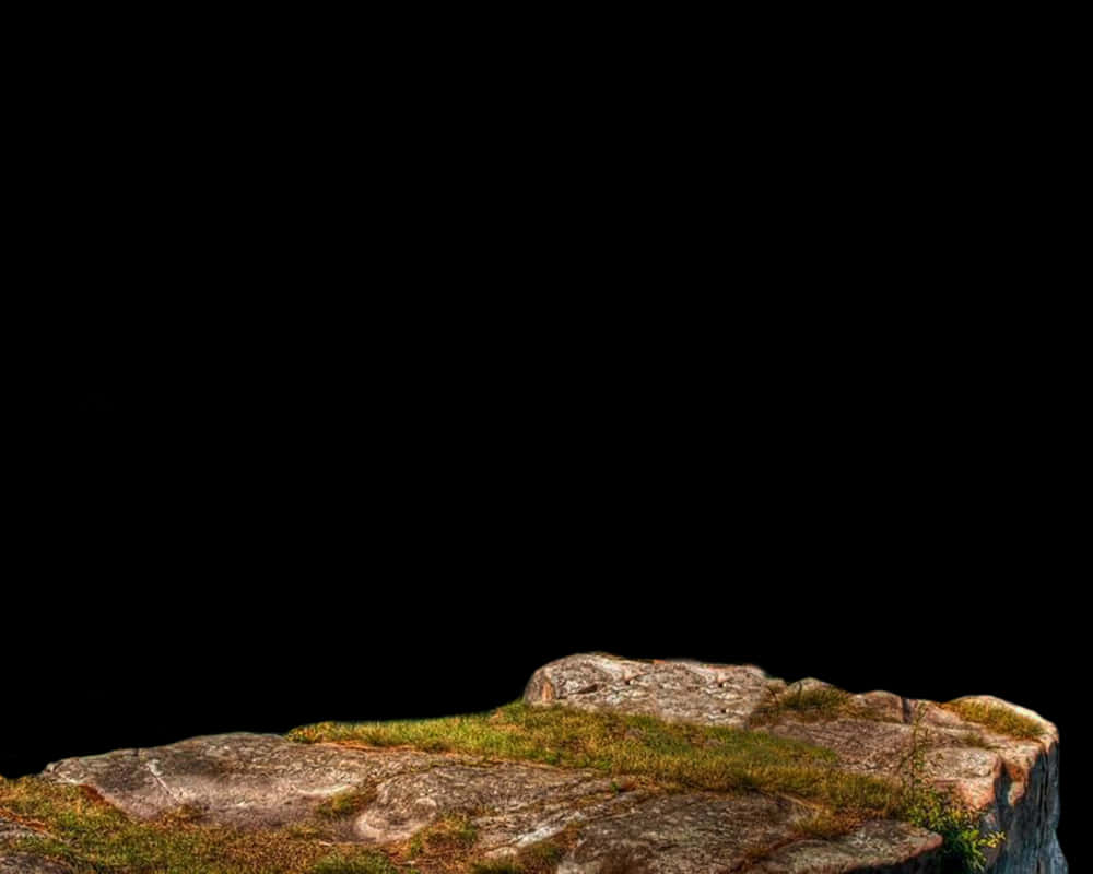 Mossy Rock Cliff Edge PNG with transparent background