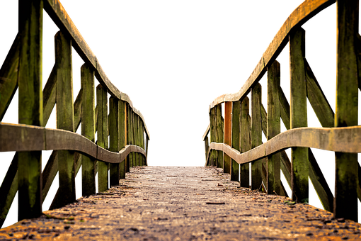 Mossy Wooden Bridgeat Night PNG with transparent background