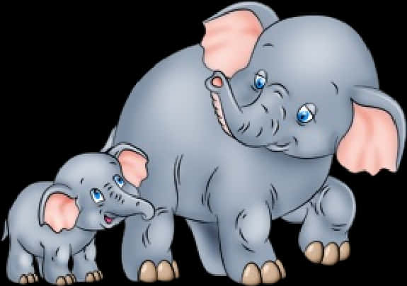 Mother_and_ Baby_ Elephant_ Cartoon