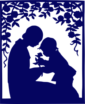 Mother Child Silhouette Art