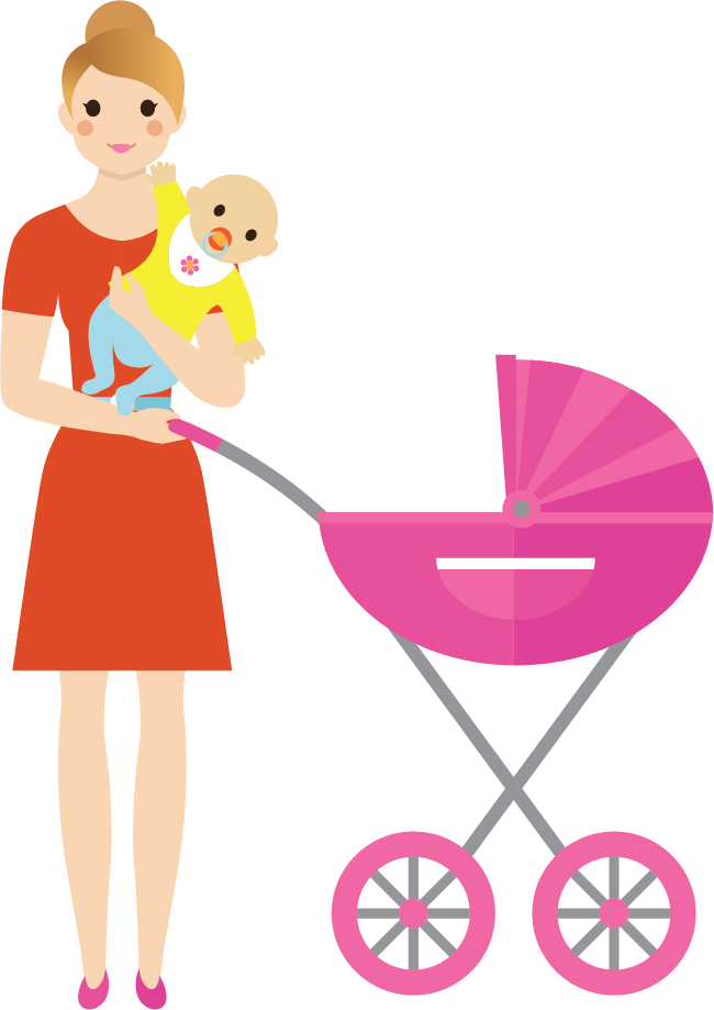 Mother Child Stroller Illustration