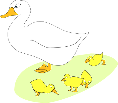 Mother Duckand Ducklings Cartoon