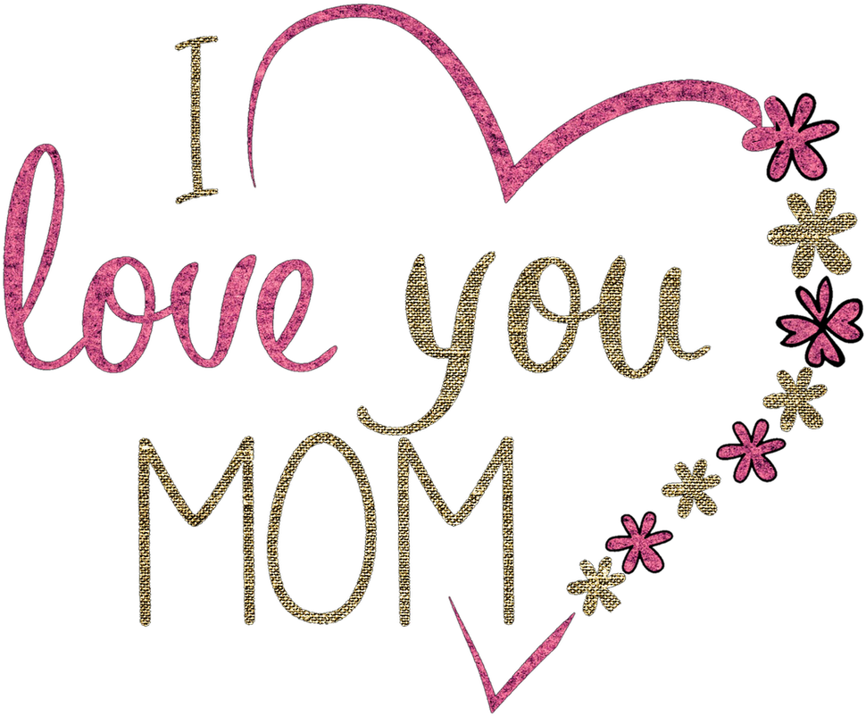 Mothers Day Love You Mom Text Design