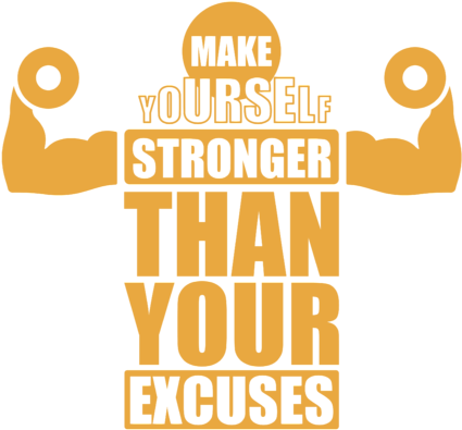 Motivational Fitness Quote Stronger Than Excuses PNG with transparent background