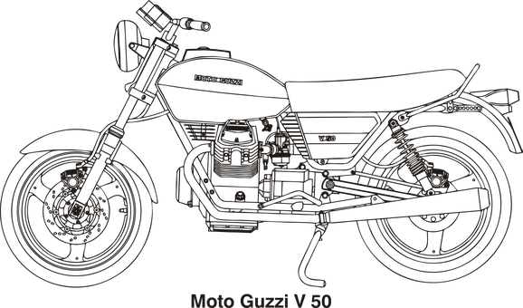 Moto Guzzi V50 Outline Drawing PNG with transparent background
