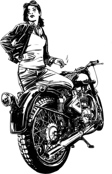 Motorbike Rider Outline Art